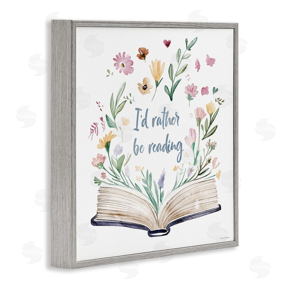 Svetlana Aleynikova I'd Rather Be Reading with Blooms Gray Framed Giclee Wall Art Print