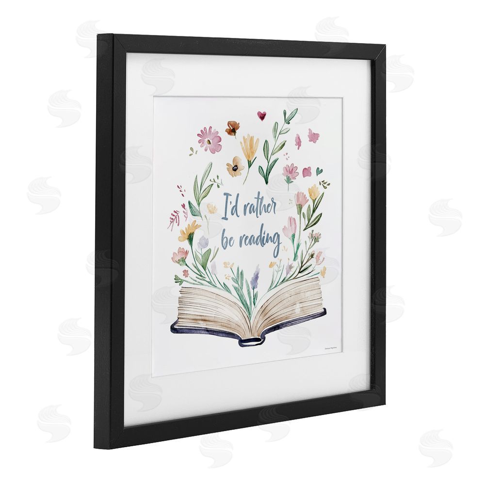 Svetlana Aleynikova I'd Rather Be Reading with Blooms Black Framed Print Under Glass Wall Art