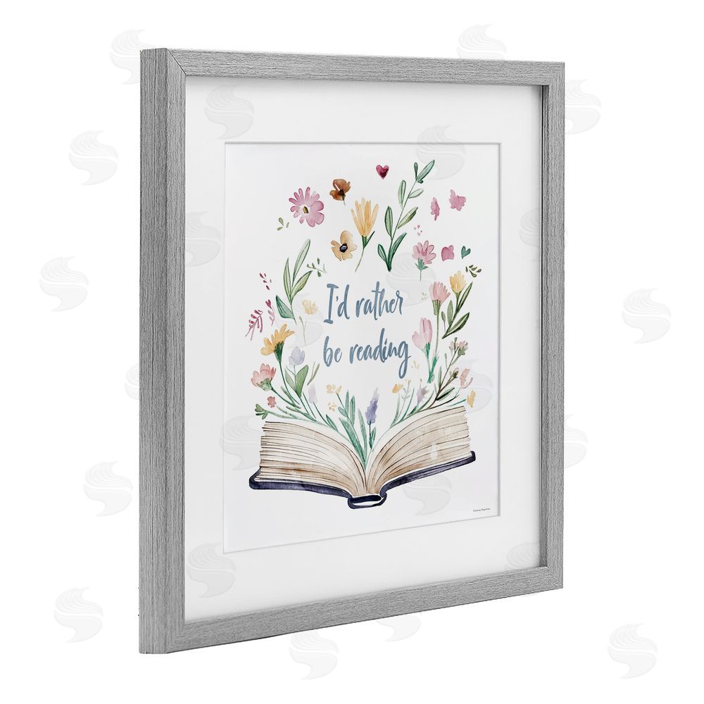 Svetlana Aleynikova I'd Rather Be Reading with Blooms Gray Framed Print Under Glass Wall Art