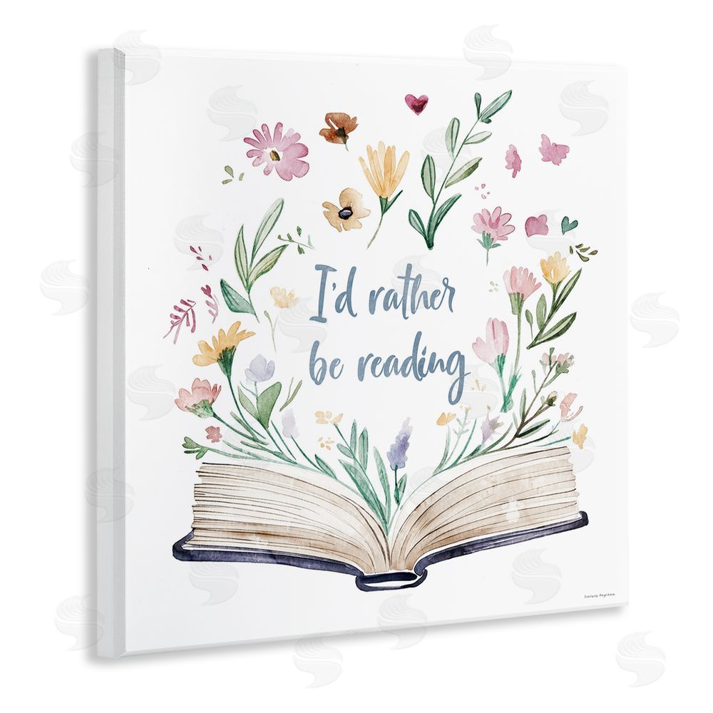 Svetlana Aleynikova I'd Rather Be Reading with Blooms Wooden Wall Plaque Art Print