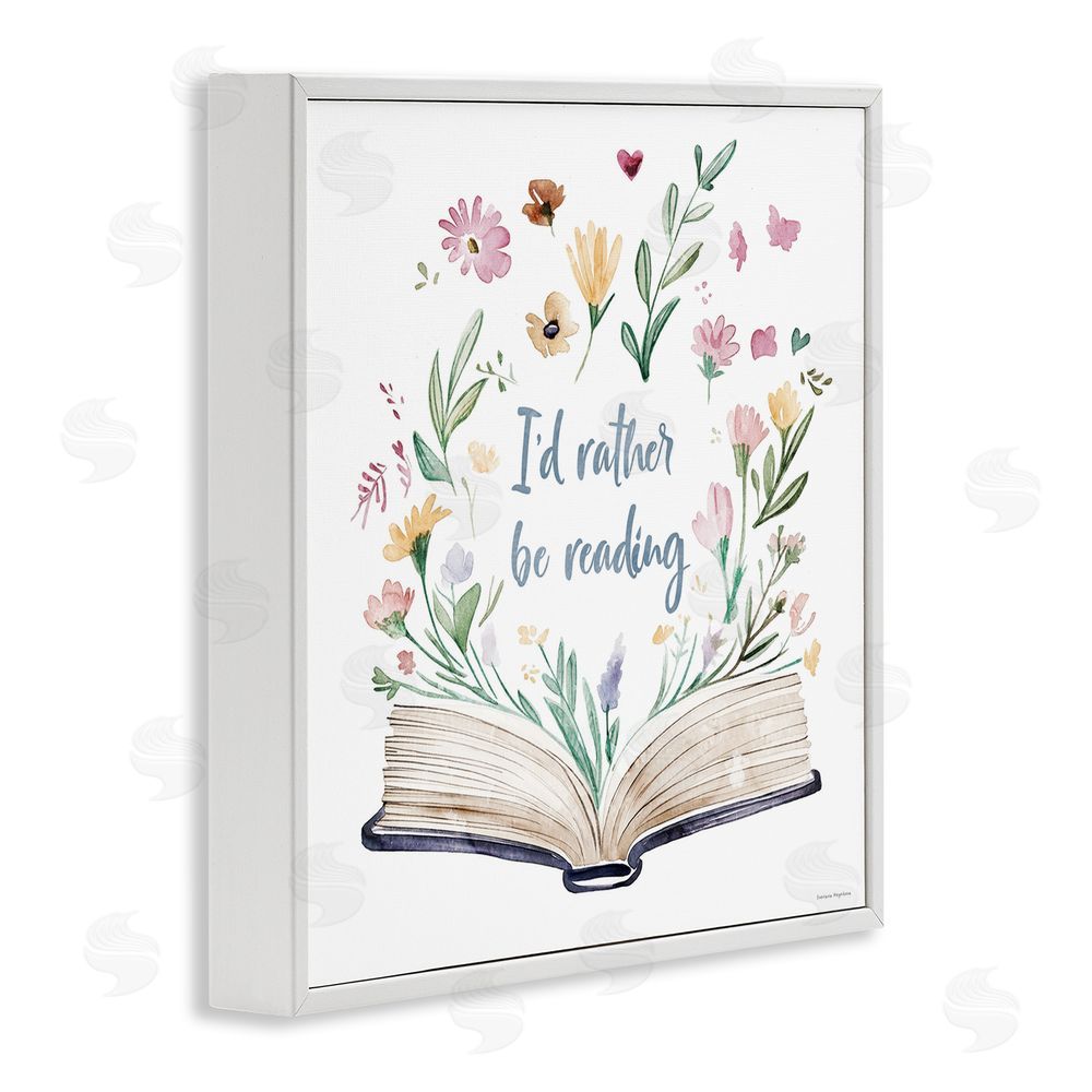 Svetlana Aleynikova I'd Rather Be Reading with Blooms White Framed Giclee Wall Art Print