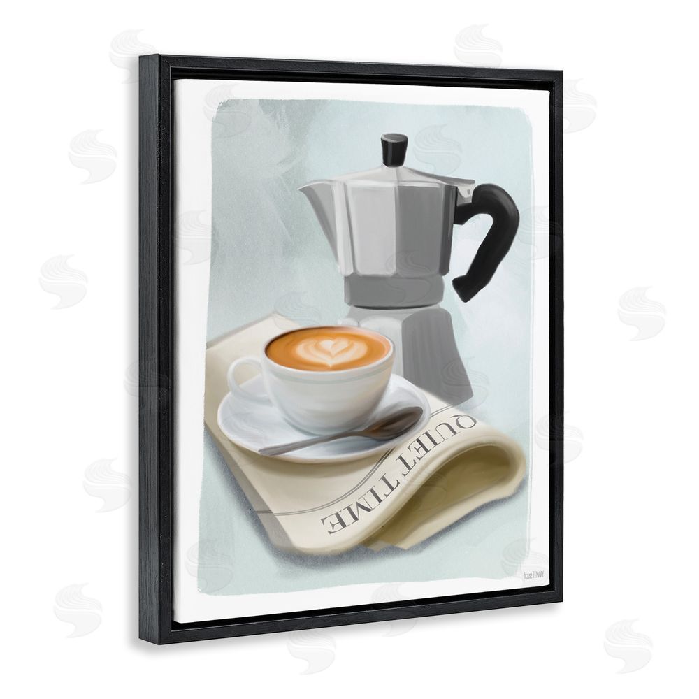 House Fenway Quiet Time Moka Coffee Black Floating Frame Canvas Wall Art Print