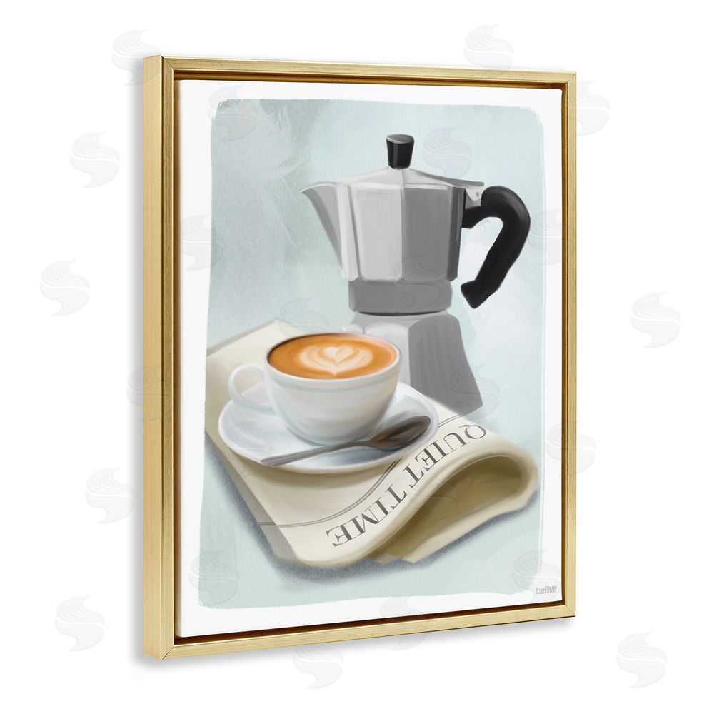 House Fenway Quiet Time Moka Coffee Gold Floating Frame Canvas Wall Art Print