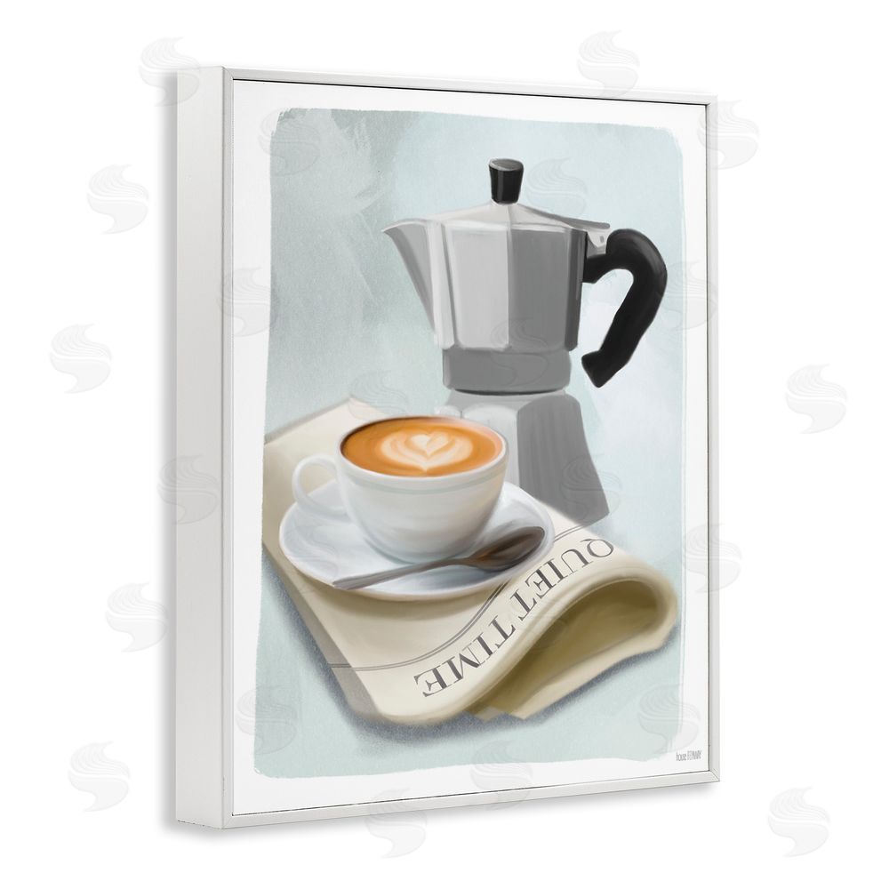 House Fenway Quiet Time Moka Coffee White Framed Giclee Wall Art Print