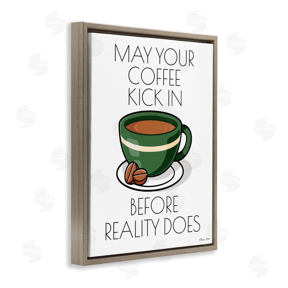 Susan Ball May Your Coffee Kick In Brown Floating Frame Canvas Wall Art Print
