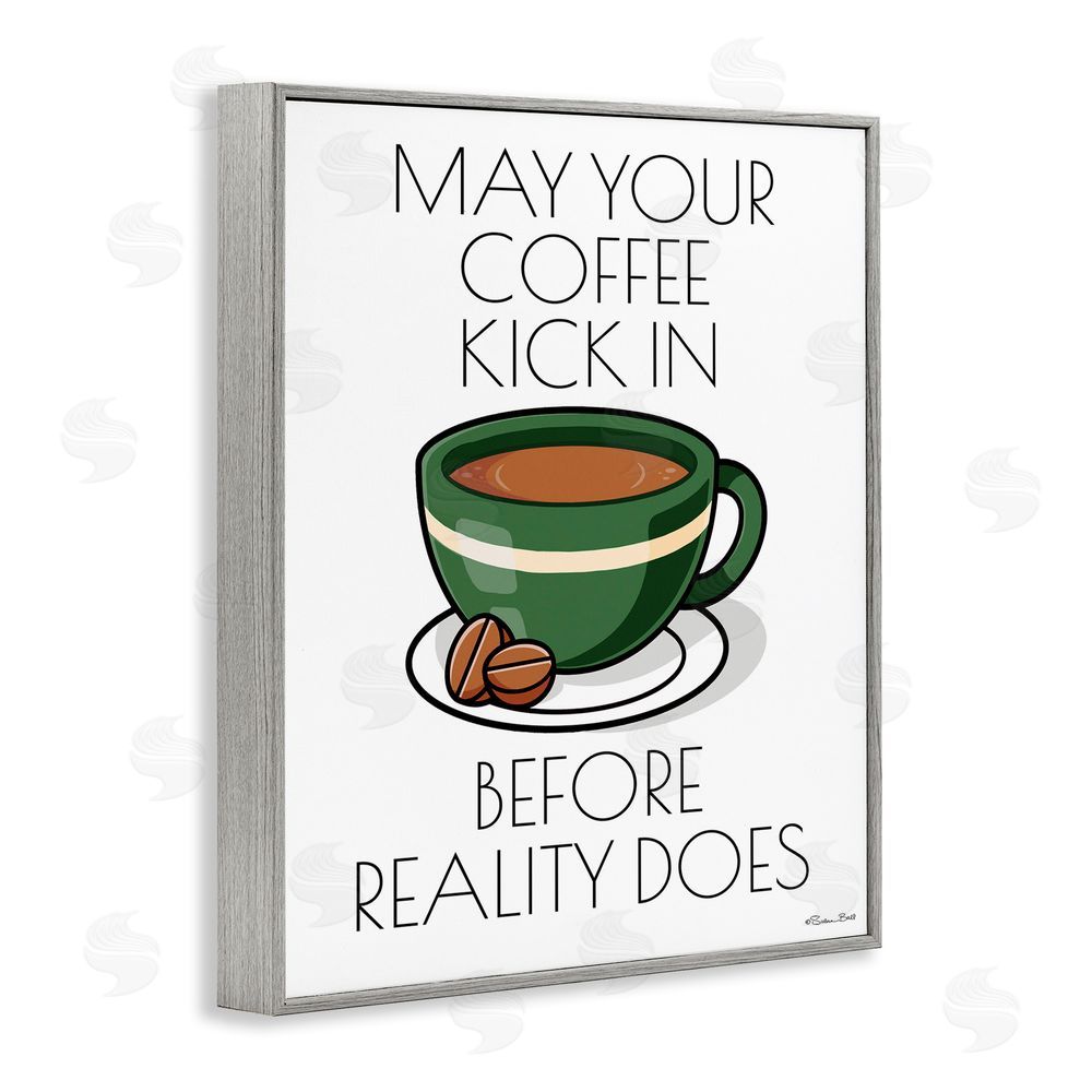Susan Ball May Your Coffee Kick In Gray Framed Giclee Wall Art Print