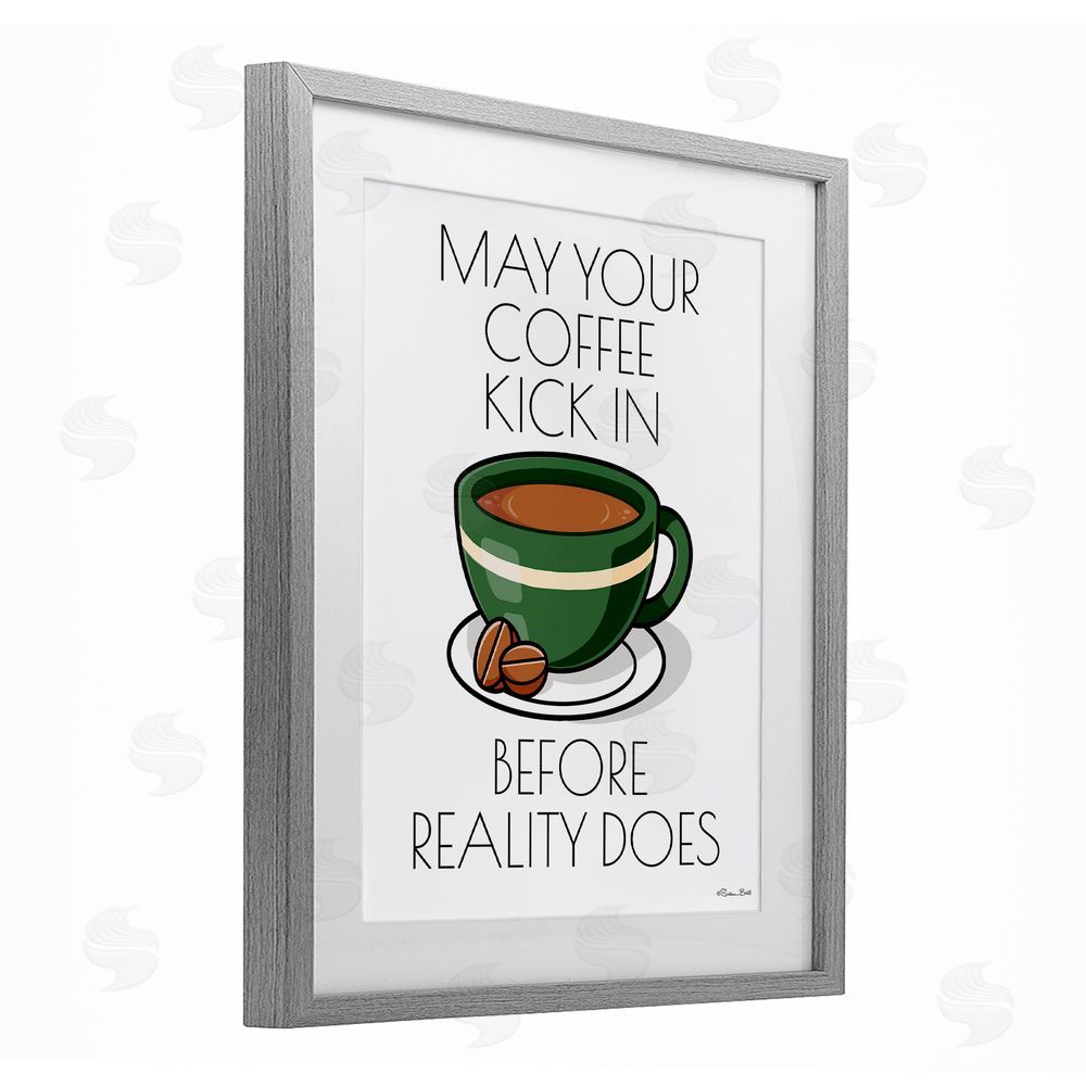 Susan Ball May Your Coffee Kick In Gray Framed Print Under Glass Wall Art