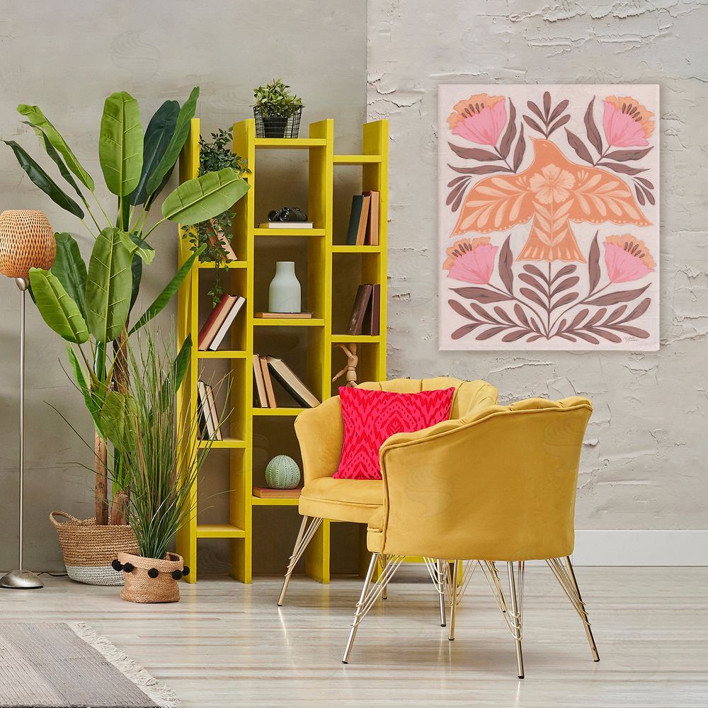 Michele Norman Coral Bird In Floral Flight