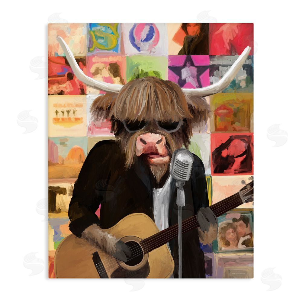 Kamdon Kreations Moo Records And Vinyls Stretched Canvas Wall Art Print
