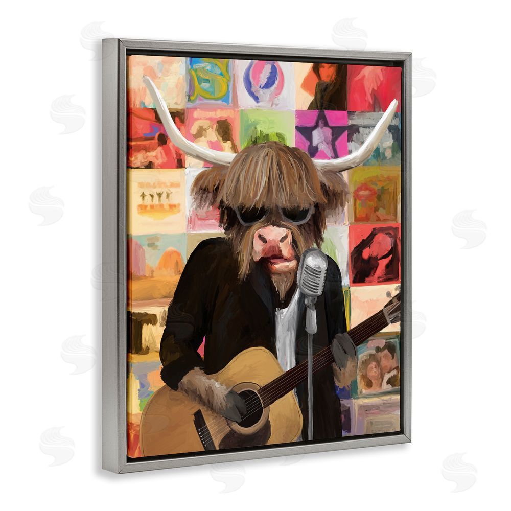 Kamdon Kreations Moo Records And Vinyls Gray Floating Frame Canvas Wall Art Print