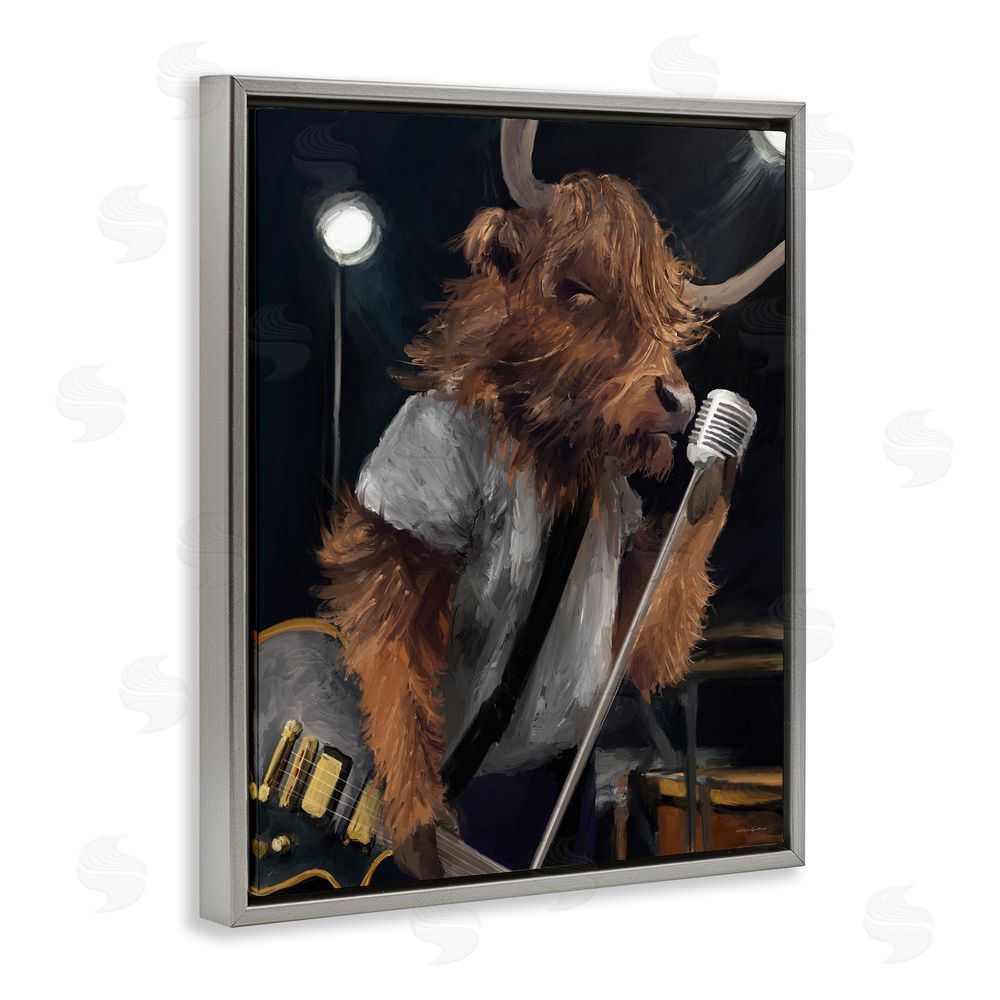 Kamdon Kreations The Highland Anthem Musician Gray Floating Frame Canvas Wall Art Print