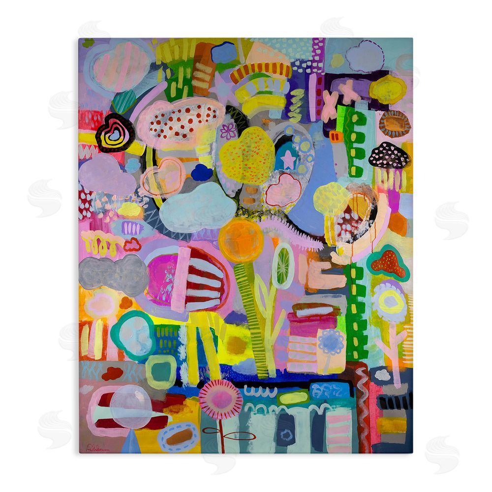 Mary Robertson Big Happy Whimsical Collage Stretched Canvas Wall Art Print
