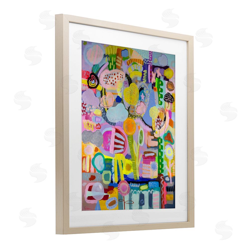 Mary Robertson Big Happy Whimsical Collage Brown Framed Print Under Glass Wall Art