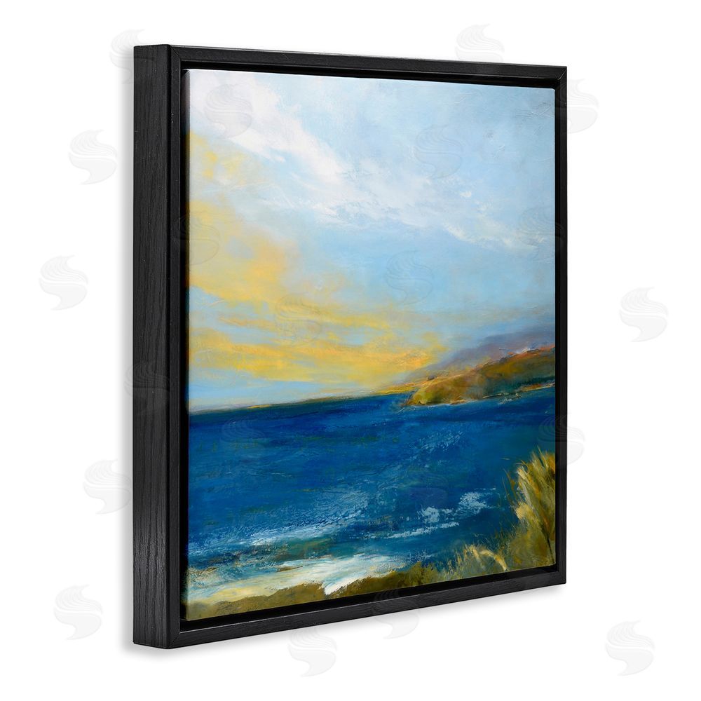 Patrick Dennis Vibrant Ocean Light at Dusk Black Floating Frame Canvas Wall Art Print