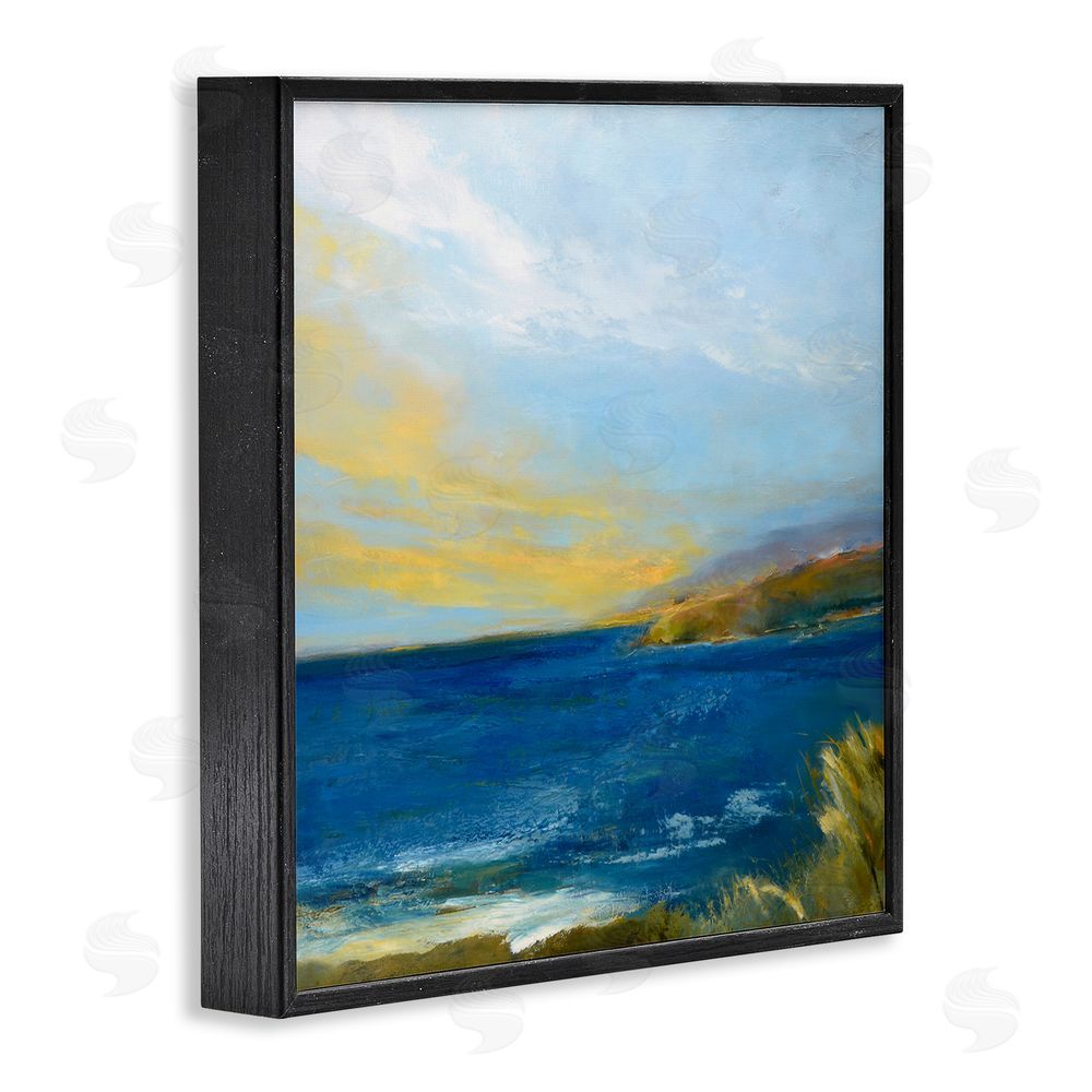 Patrick Dennis Vibrant Ocean Light at Dusk Black Framed Giclee Wall Art Print