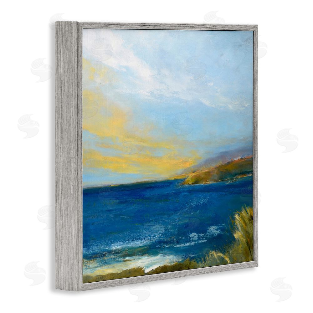 Patrick Dennis Vibrant Ocean Light at Dusk Gray Framed Giclee Wall Art Print