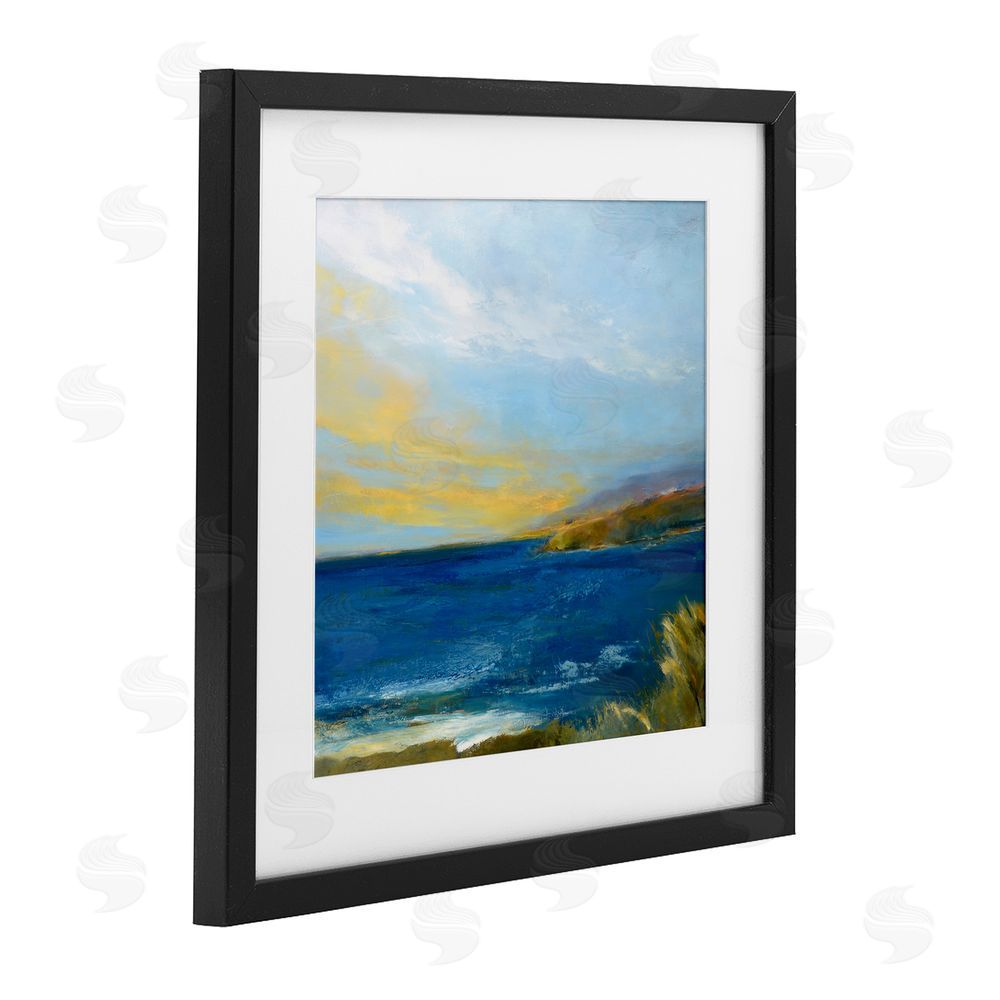 Patrick Dennis Vibrant Ocean Light at Dusk Black Framed Print Under Glass Wall Art