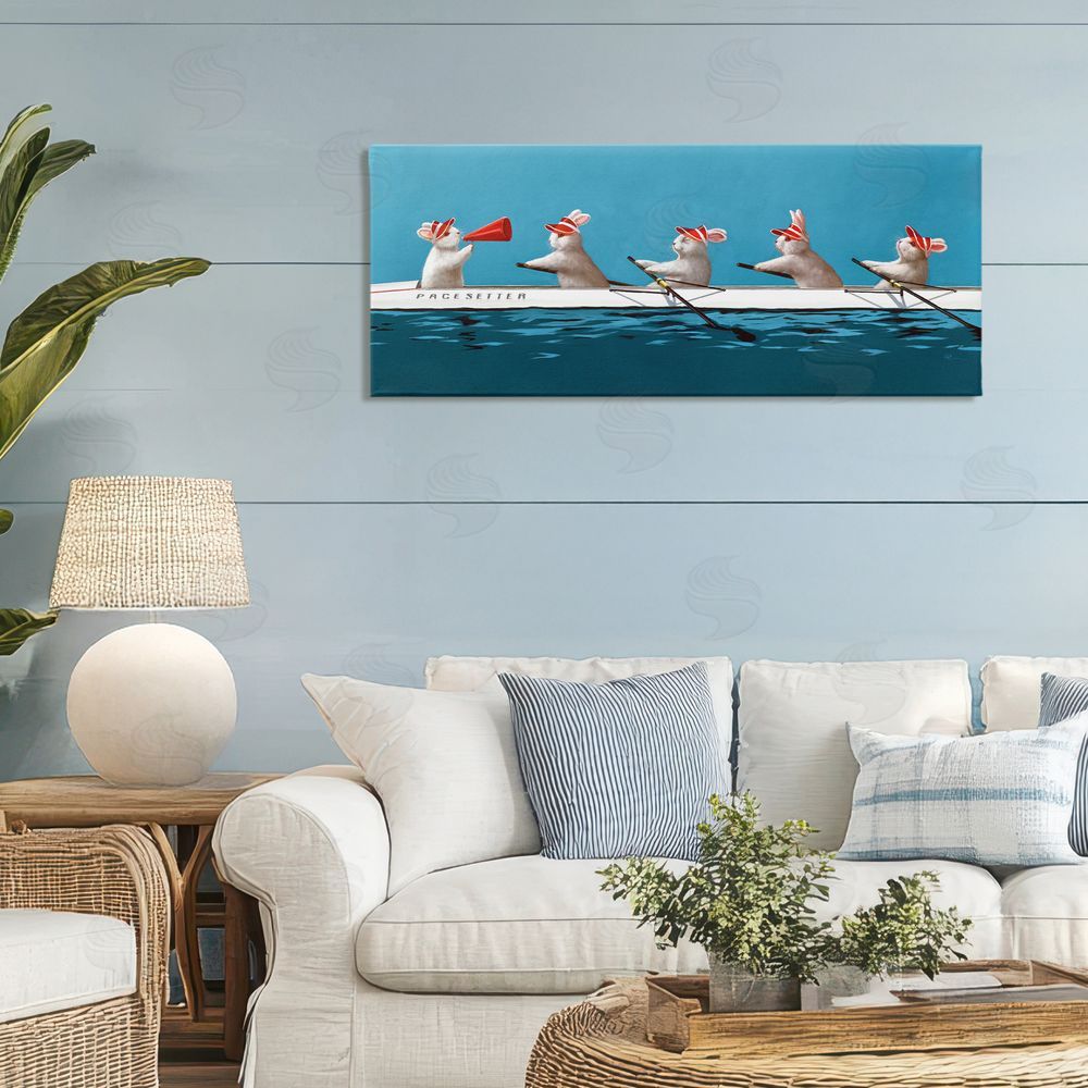 Lucia Heffernan Bunnies In The Boat Stretched Canvas Wall Art in Room