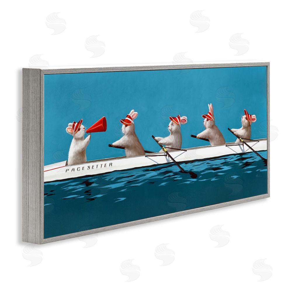 Lucia Heffernan Bunnies In The Boat Gray Framed Giclee Wall Art Print