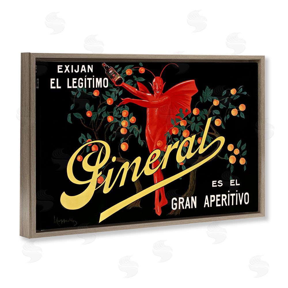 Leonetto Cappiello Aperitif Poster with Character Brown Floating Frame Canvas Wall Art Print