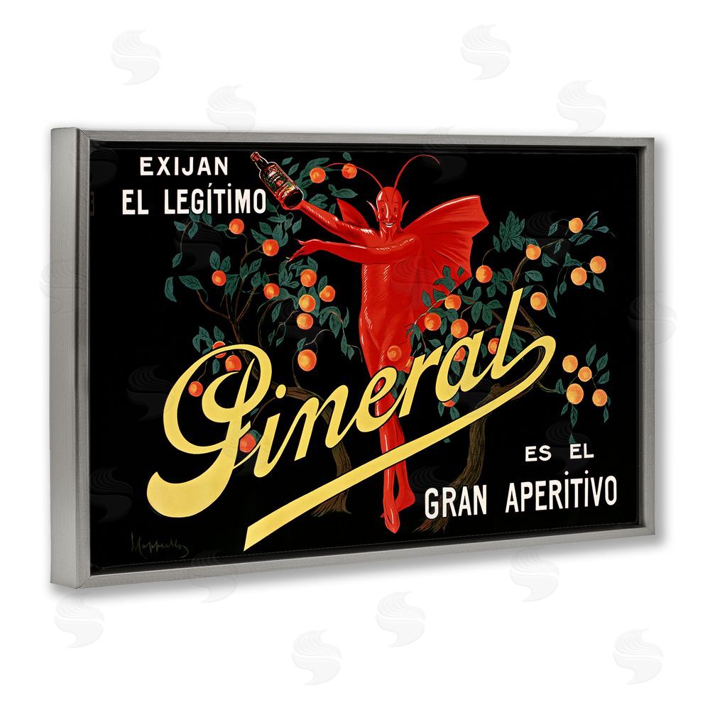 Leonetto Cappiello Aperitif Poster with Character Gray Floating Frame Canvas Wall Art Print