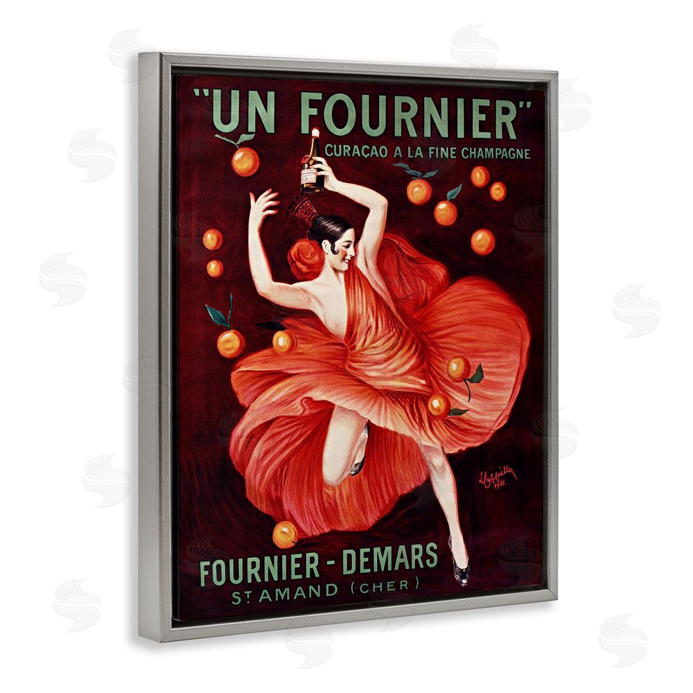 Leonetto Cappiello Vintage Champagne Dancer in Red Gray Floating Frame Canvas Wall Art Print
