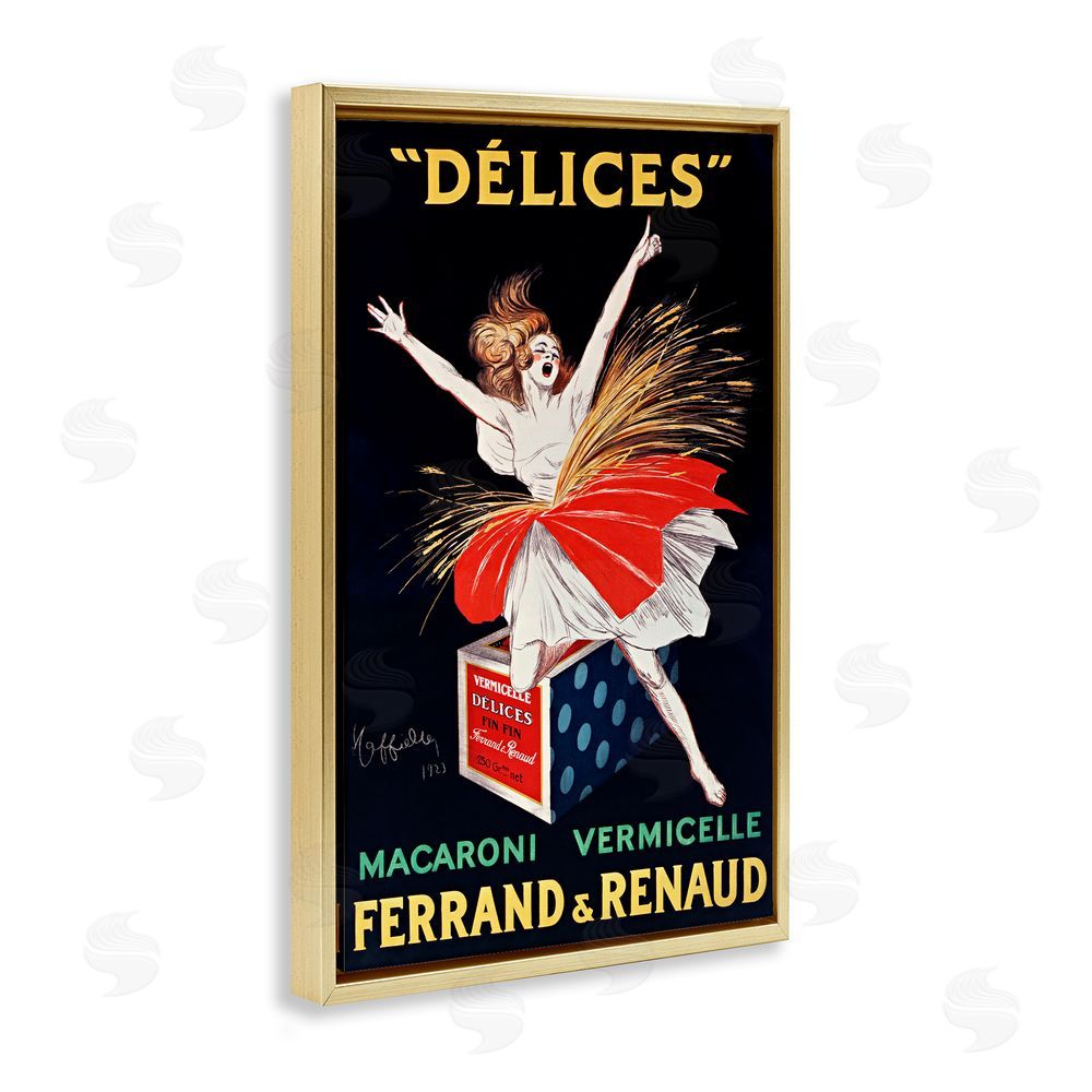 Leonetto Cappiello Vintage Dancer Food Advertisement Gold Floating Frame Canvas Wall Art Print