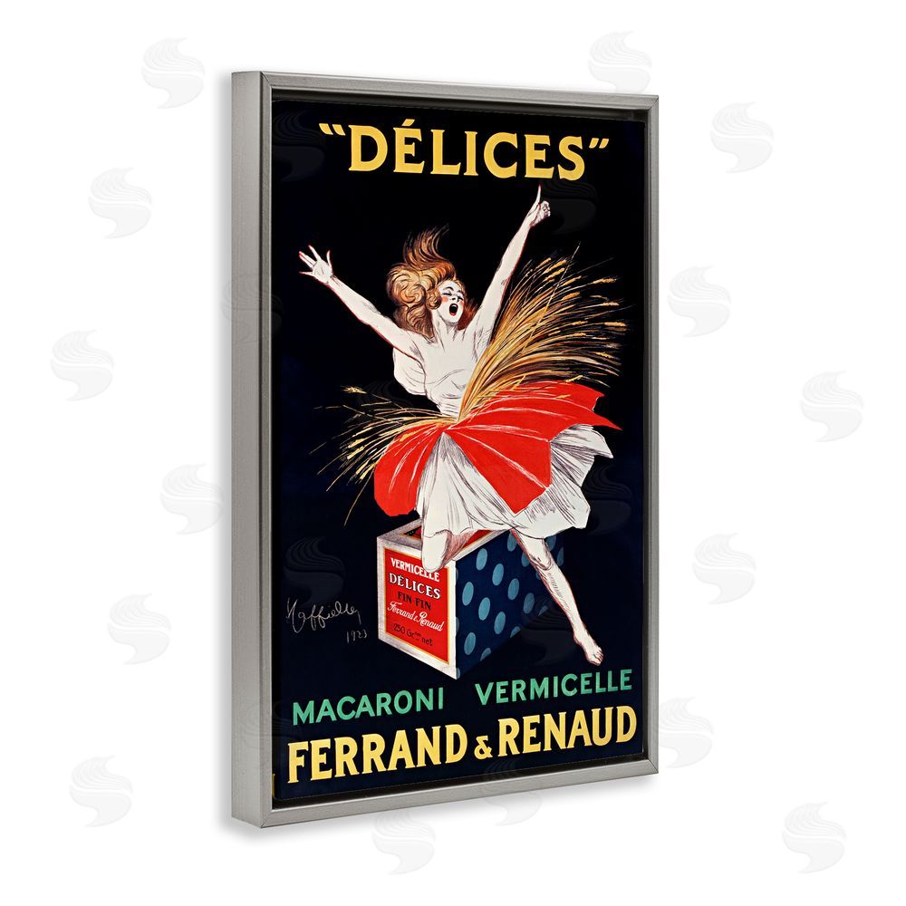 Leonetto Cappiello Vintage Dancer Food Advertisement Gray Floating Frame Canvas Wall Art Print