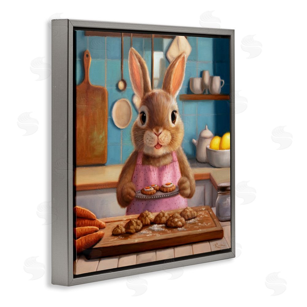 Lucia Heffernan Mrs. Bunny Bakewell Gray Floating Frame Canvas Wall Art
