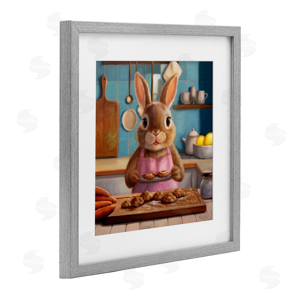 Lucia Heffernan Mrs. Bunny Bakewell Gray Framed Print Under Glass with Mat Wall Art