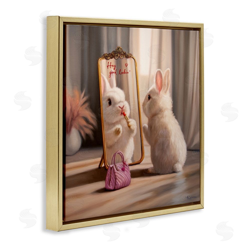 Lucia Heffernan Final Touch Makeup Bunny Gold Floating Frame Canvas Wall Art