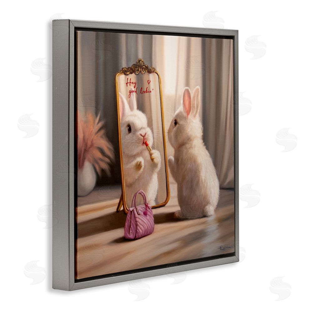 Lucia Heffernan Final Touch Makeup Bunny Gray Floating Frame Canvas Wall Art