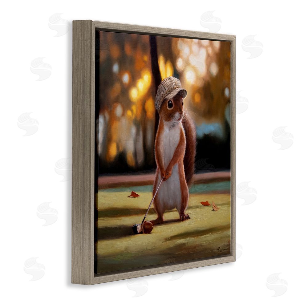 Lucia Heffernan Golf Nut Squirrel Brown Floating Frame Canvas Wall Art Print