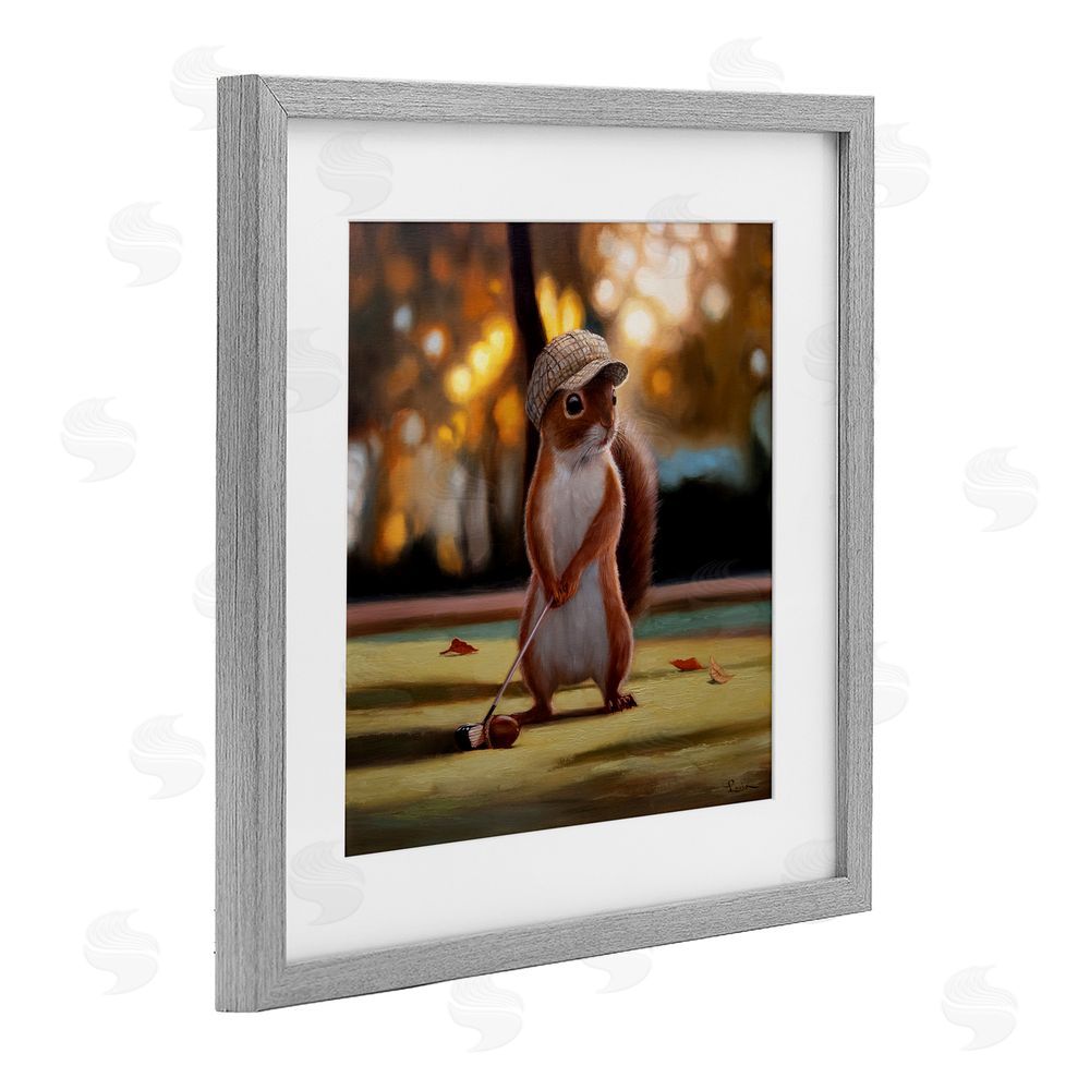Lucia Heffernan Golf Nut Squirrel Gray Framed Print Under Glass Wall Art