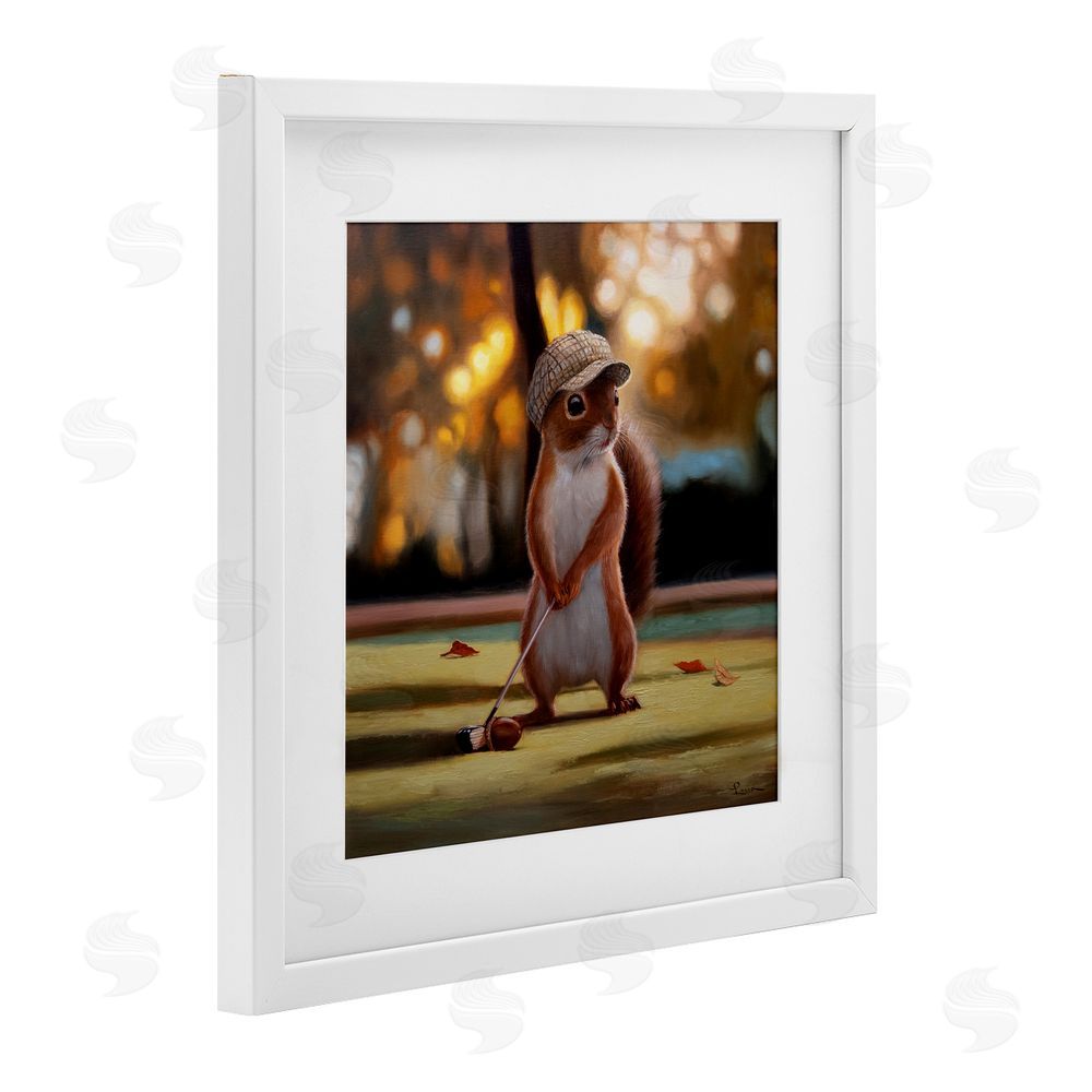 Lucia Heffernan Golf Nut Squirrel White Framed Print Under Glass Wall Art