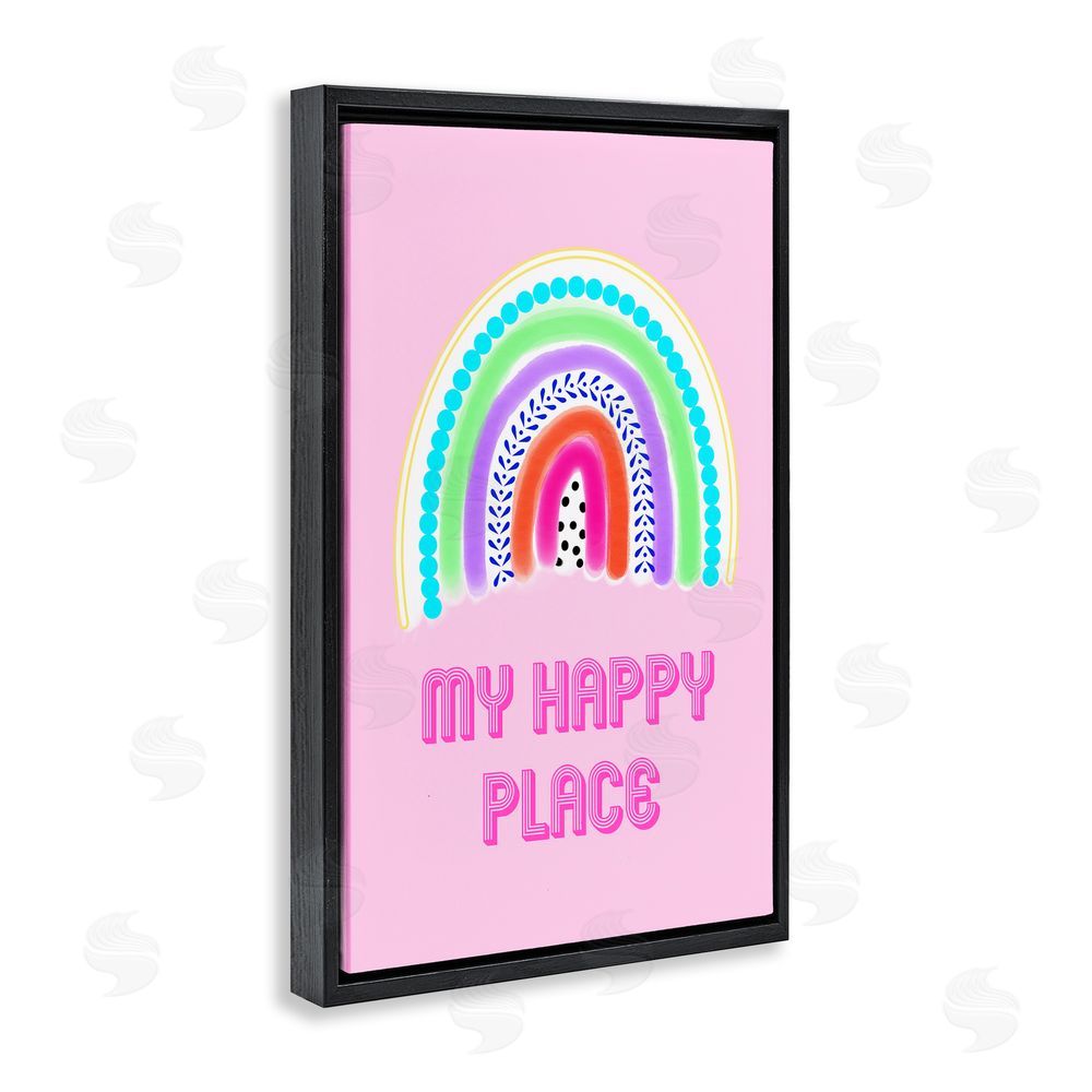 Pooja Dave Happy Place Dotted Rainbow Black Floating Frame Canvas Wall Art