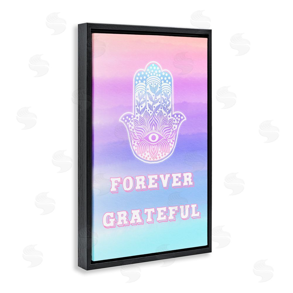 Pooja Dave Forever Grateful Hamsa Black Floating Frame Canvas Wall Art