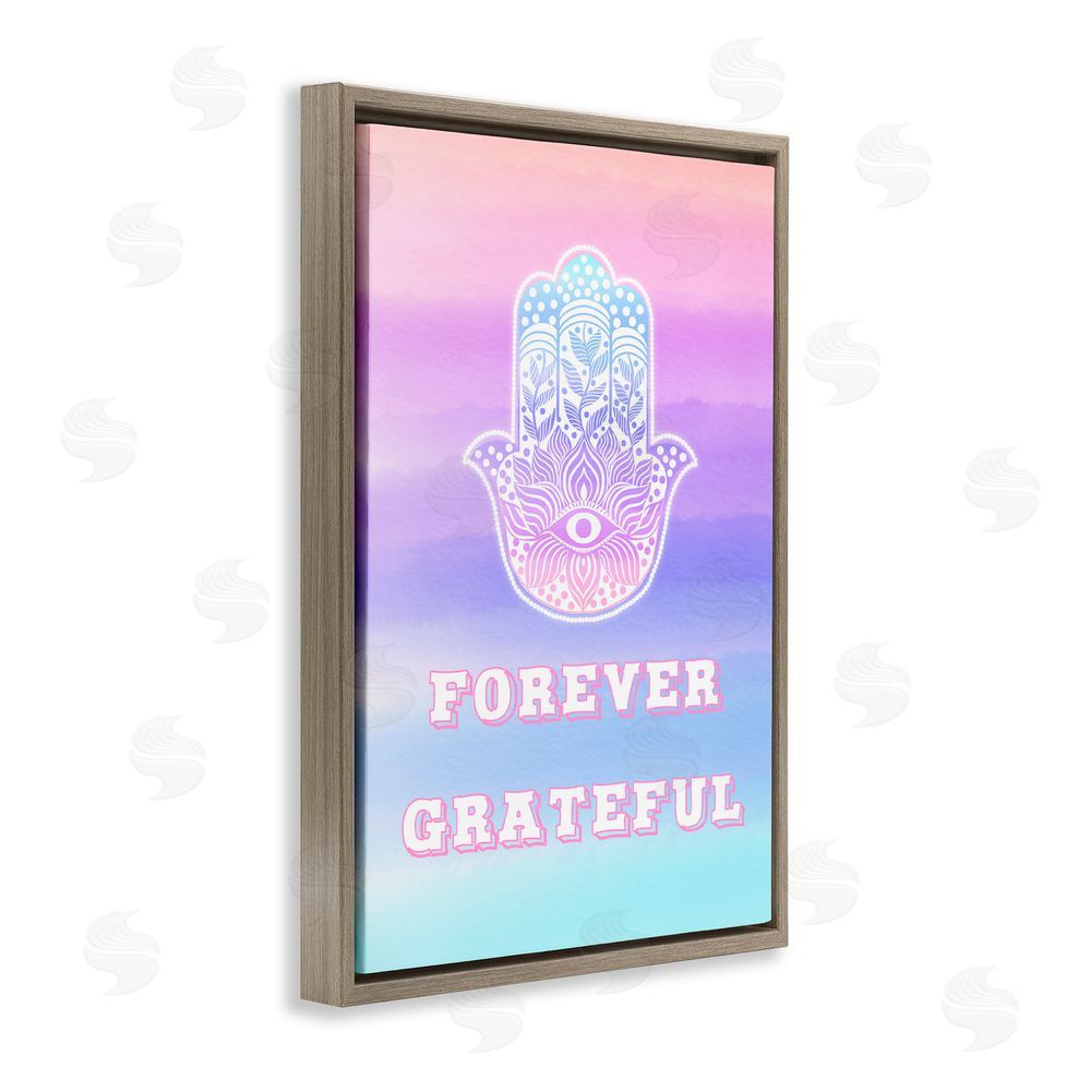 Pooja Dave Forever Grateful Hamsa Brown Floating Frame Canvas Wall Art