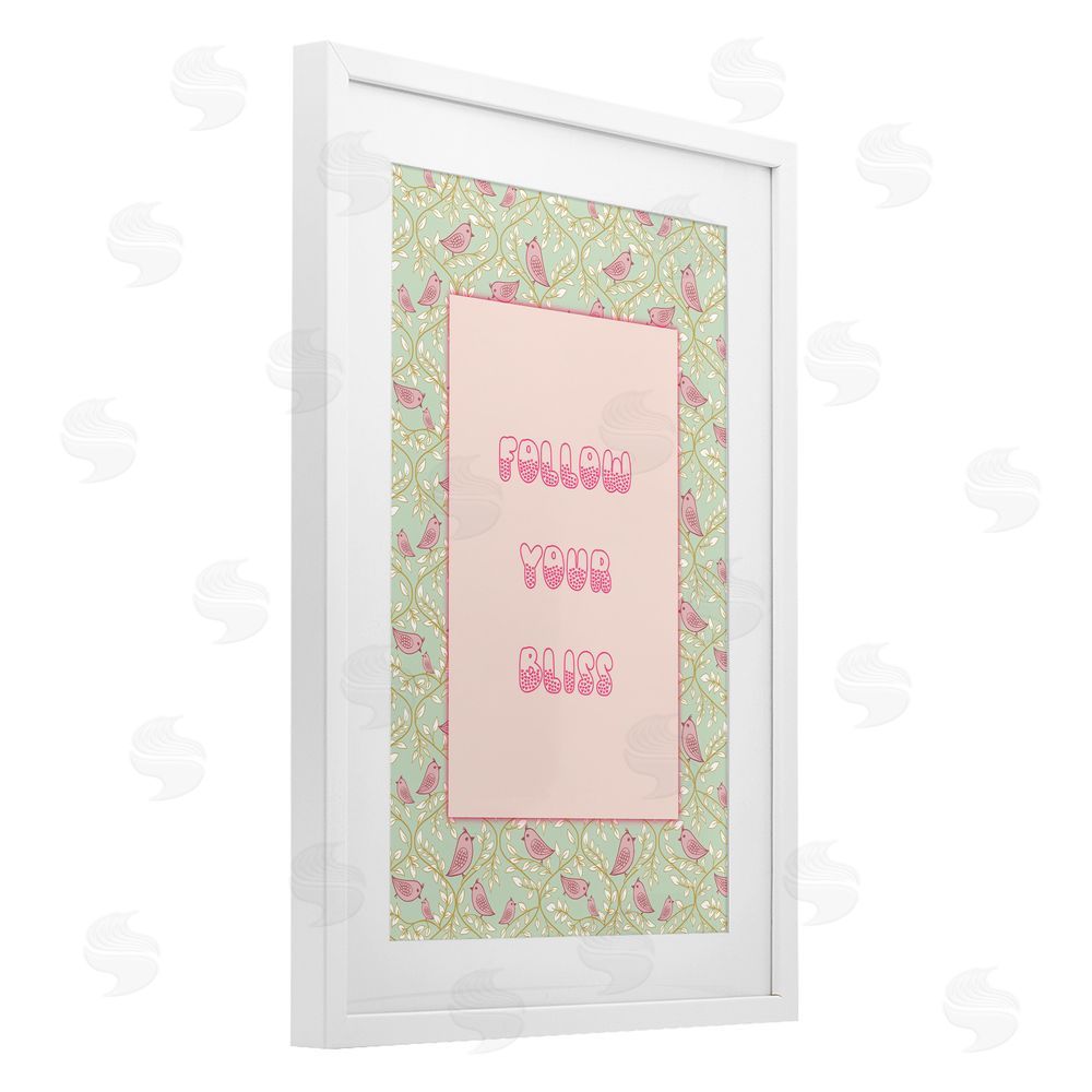 Pooja Dave Follow Your Bliss White Framed Print Under Glass with Mat Wall Art