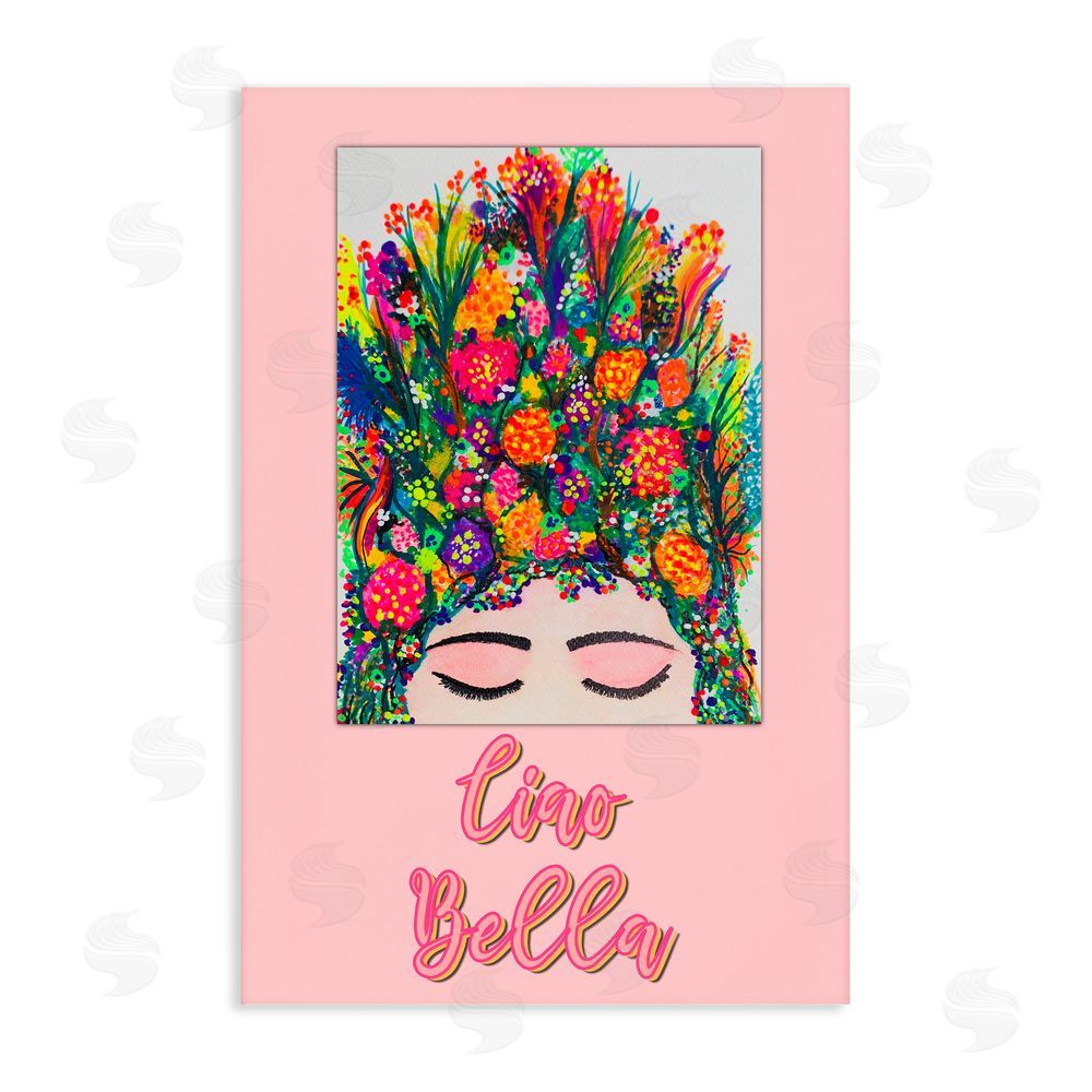 Pooja Dave Ciao Bella Floral Woman Stretched Canvas Wall Art Print
