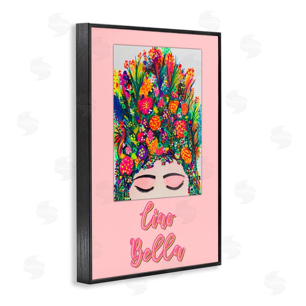 Pooja Dave Ciao Bella Floral Woman Black Framed Giclee Wall Art Print