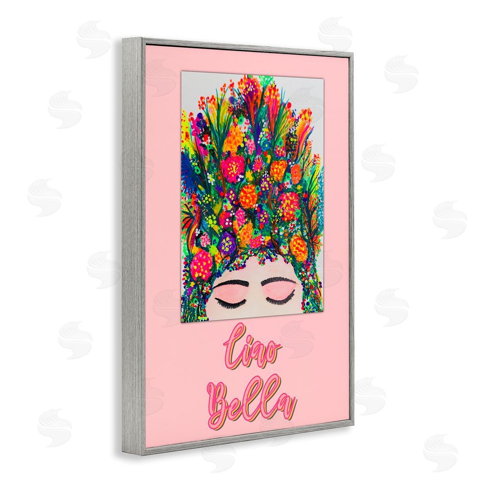Pooja Dave Ciao Bella Floral Woman Gray Framed Giclee Wall Art Print