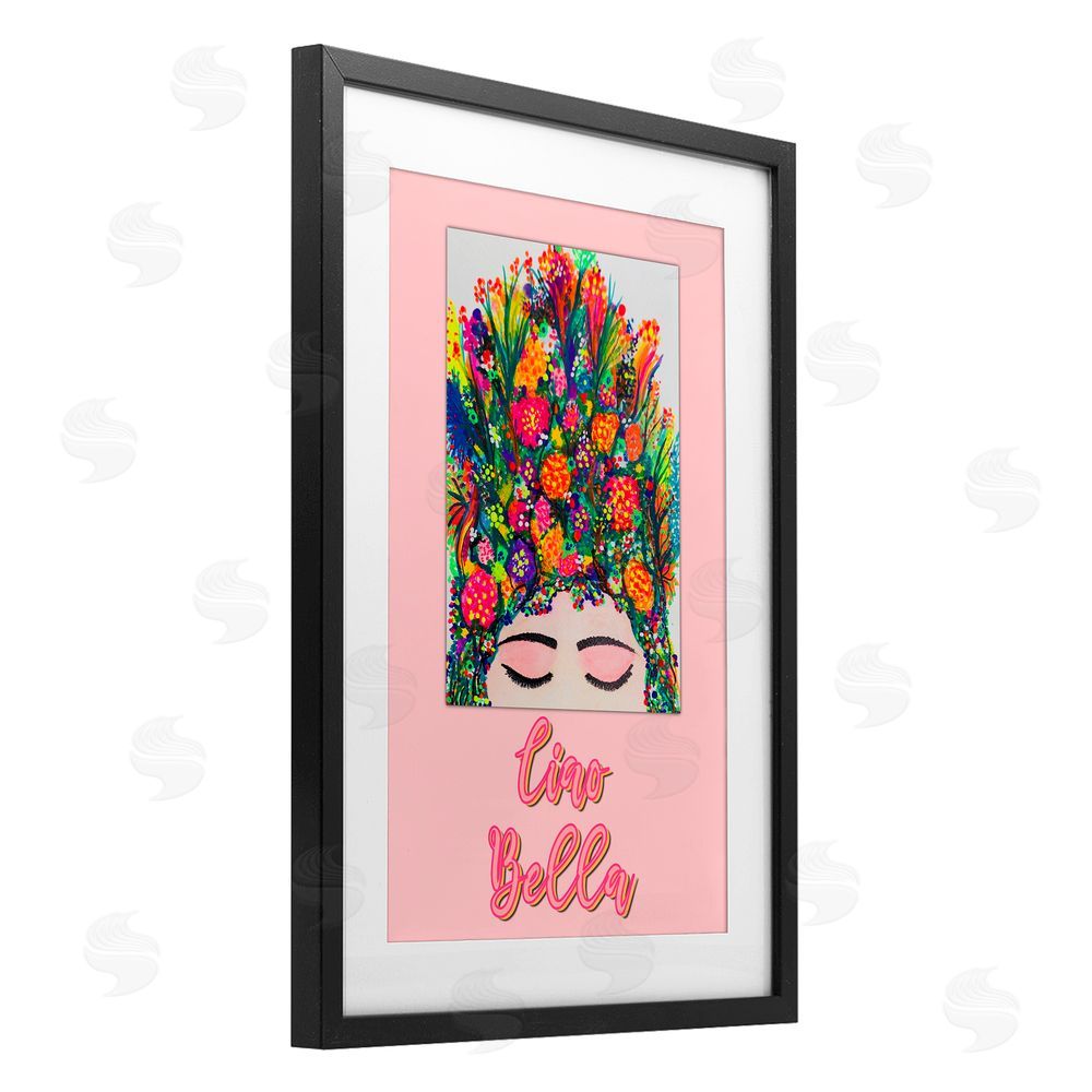 Pooja Dave Ciao Bella Floral Woman Black Framed Print Under Glass Wall Art