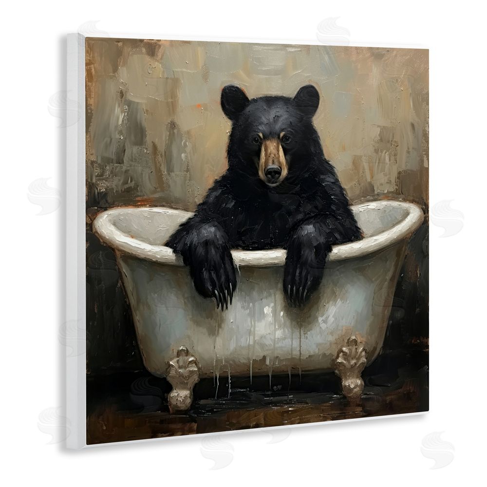 Tina LeCour Black Bear Bath Time Wall Plaque Art Print