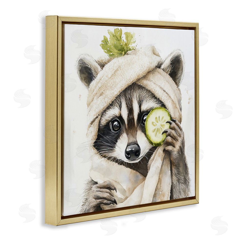 Tina LeCour Time To Depuff Self Care Gold Floating Frame Canvas Wall Art Print