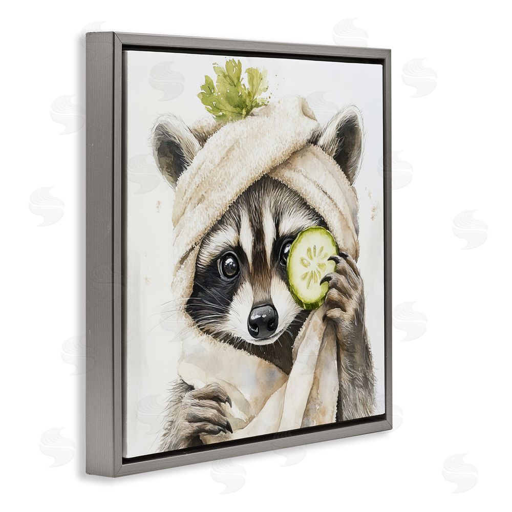 Tina LeCour Time To Depuff Self Care Gray Floating Frame Canvas Wall Art Print