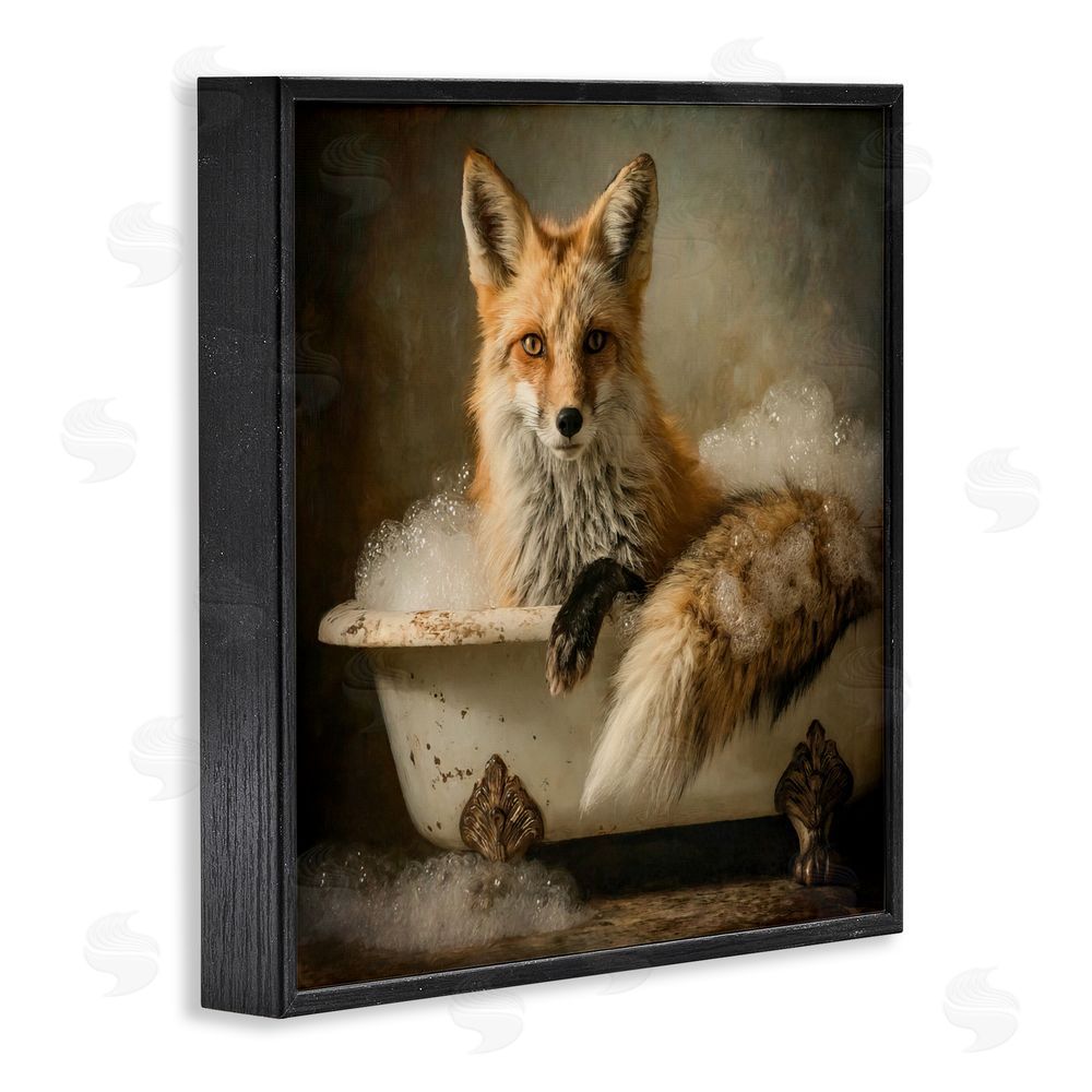 Tina LeCour Red Fox Bubble Bath Black Framed Giclee Wall Art Print