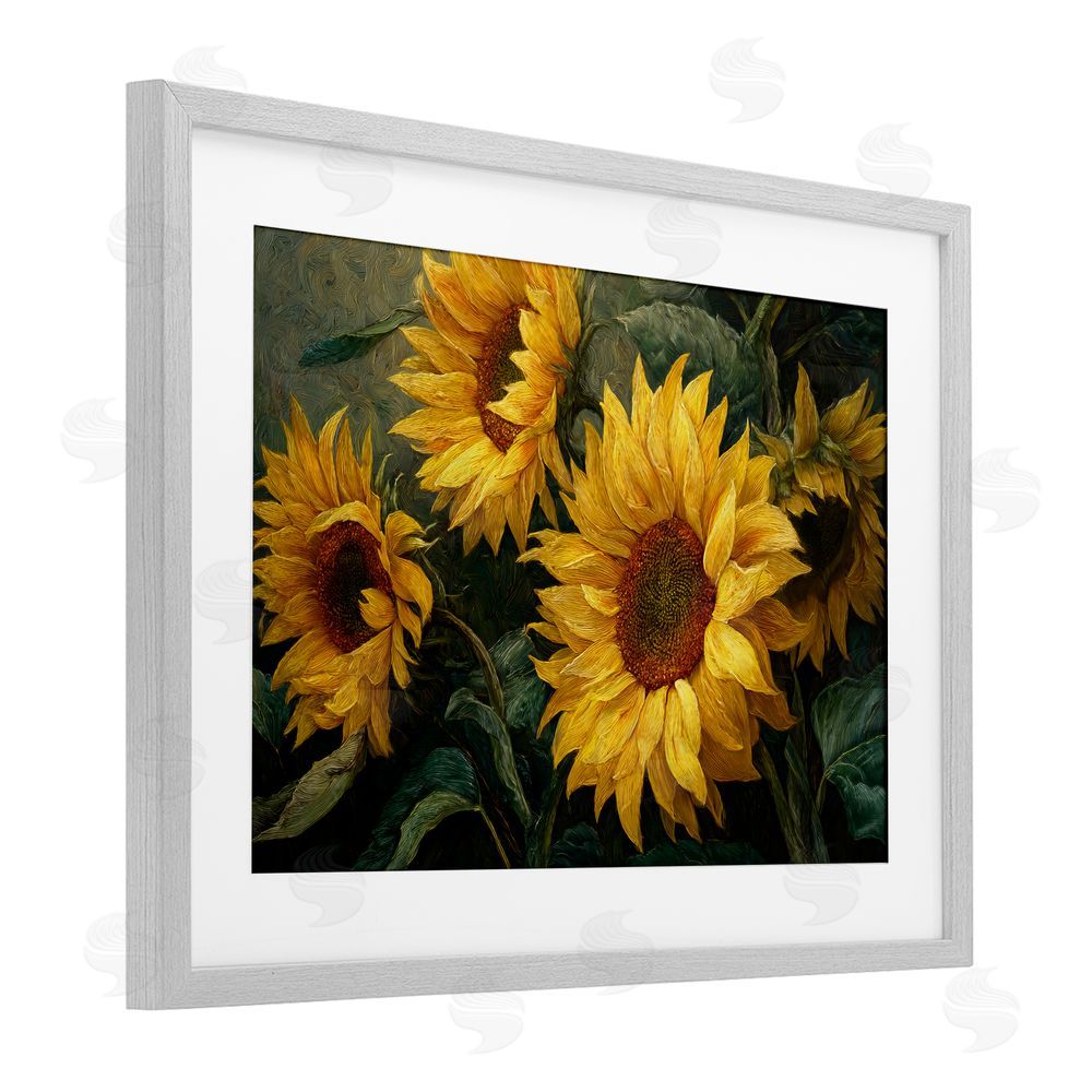 Tina LeCour Sunflowers For The Soul Gray Framed Print Under Glass Wall Art