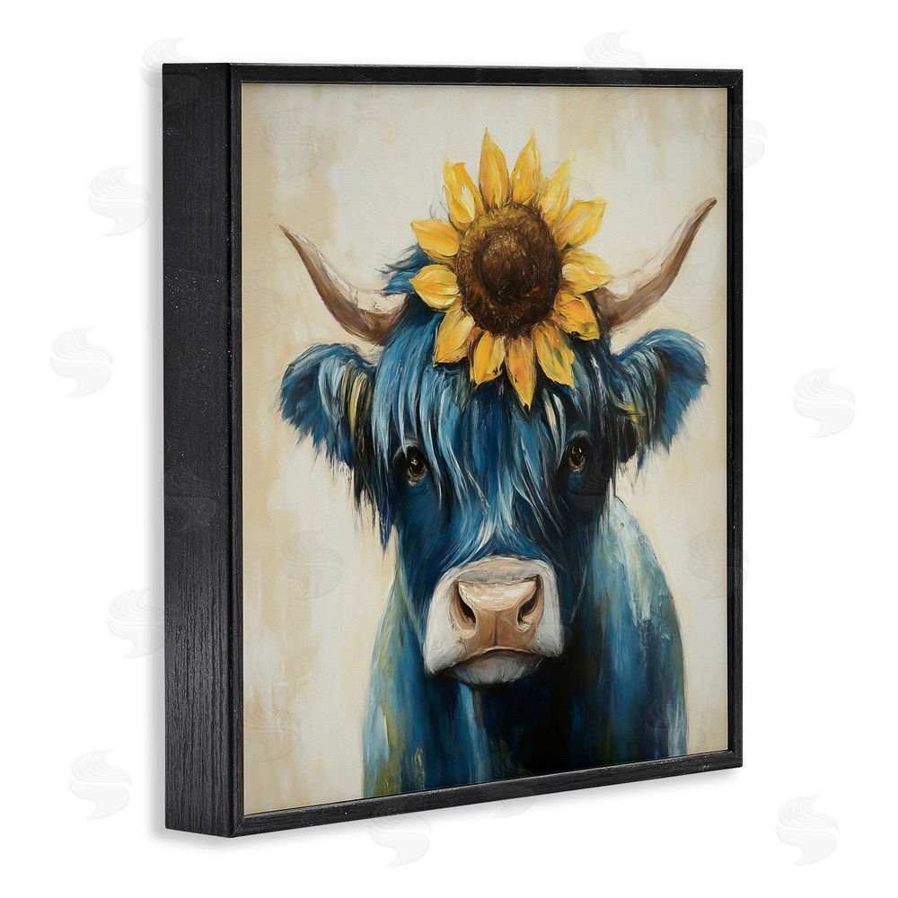 Tina LeCour Pastoral Sunflower Highland Black Framed Giclee Wall Art Print