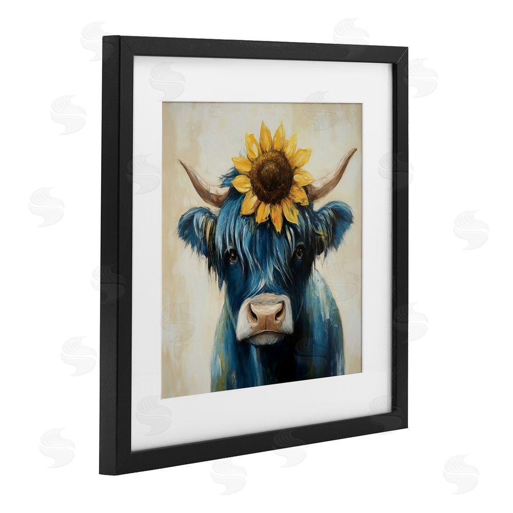 Tina LeCour Pastoral Sunflower Highland Black Framed Print Under Glass Wall Art